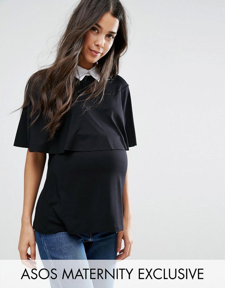 Asos Maternity Nursing Collar Top - Black