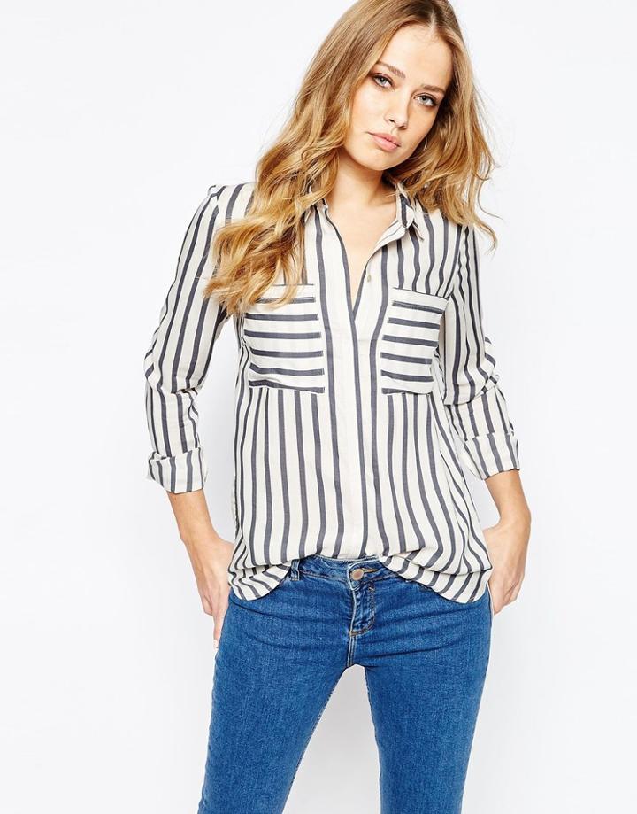 Y.a.s Past Shirt In Monochrome Stripe