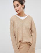 Micha Lounge Boucle Oversized Sweater In Camel - Beige