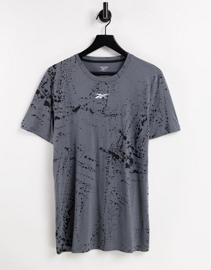 Reebok Workout Ready All Over Print T-shirt In Cold Gray - Part Of A Set