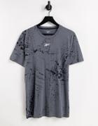 Reebok Workout Ready All Over Print T-shirt In Cold Gray - Part Of A Set