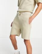 Asos Design Knitted Shorts In Stone - Part Of A Set-neutral