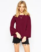 Asos Sweater With Wide Sleeve In Cashmere Mix - Dark Red