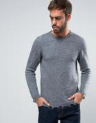Asos Longline Sweater With Distressed Detail In Wool Mix - Gray