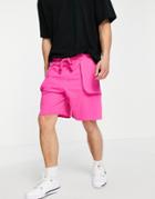 Asos Design Oversized Shorts With Pocket Detail In Pink