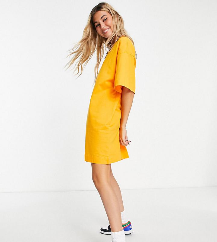 Collusion Cotton Mini T-shirt Dress In Orange - Purple