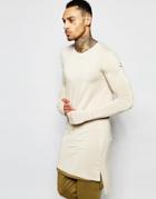 Underated Super Longline Long Sleeve T-shirt - Beige