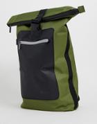 Ben Sherman Roll Top Backpack In Khaki - Green