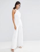 Ted Baker Tiliish Twist Neck Straight Leg Jumpsuit - White