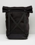Asos Roll Top Backpack With Straps In Scuba - Black