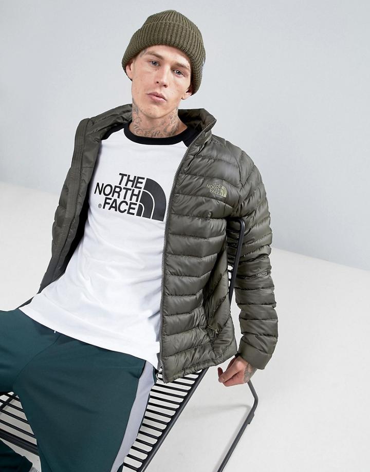 The North Face Rib Beanie Badge Logo In Green - Green