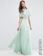 Asos Tall Wedding Embellished Crop Top Maxi Dress - Mint