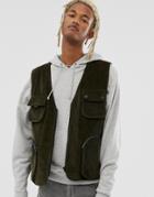 Mennace Utility Tank In Khaki Cord - Green