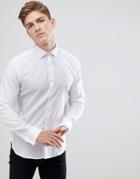 Moss London Skinny Smart Shirt In White With Subtle Floral Print - White