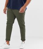 Asos Design Plus Skinny Chinos In Khaki - Green