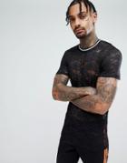 Asos Muscle T-shirt In Lace With Tipping - Black