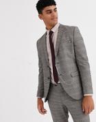 Jack & Jones Premium Slim Fit Prince Of Wales Check Pocket Chain Suit Jacket In Brown