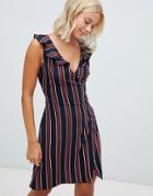 Parisian Sleeveless Wrap Dress In Stripe - Multi