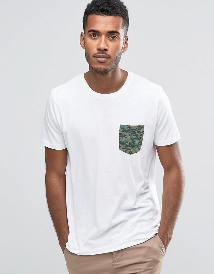 Brave Soul Camo Pocket T-shirt - White