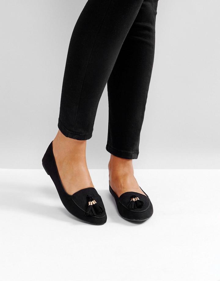 Park Lane Tassel Slipper Loafers - Black