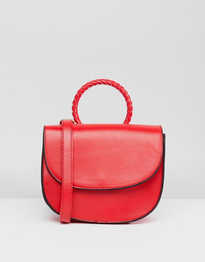 Yoki Fashion Saddle Bag With Handle In Red - Red