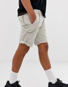 Bershka Slim Cargo Shorts In Sand-stone