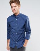Selected Print Slim Fit Long Sleeved Shirt - Blue