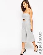 Asos Petite Premium Jumpsuit In Texture With Cut Out Detail - Silver Gray