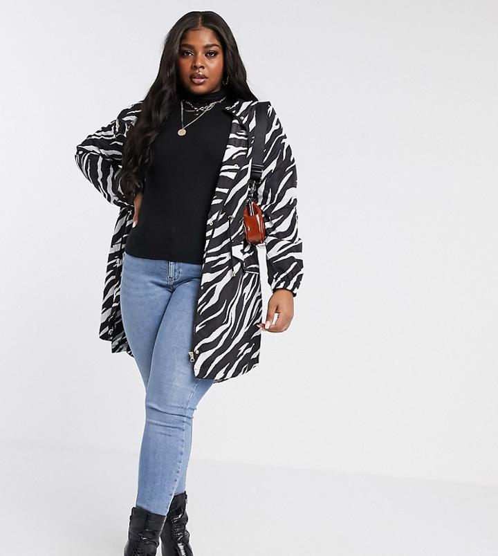 Junarose Lightweight Parka In Zebra Print-multi