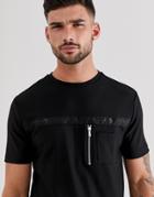 River Island T-shirt With Utility Pocket In Black