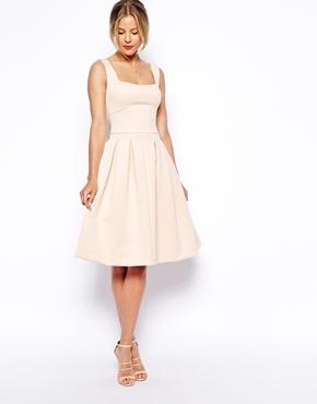 Asos Debutante Full Midi Dress - Nude