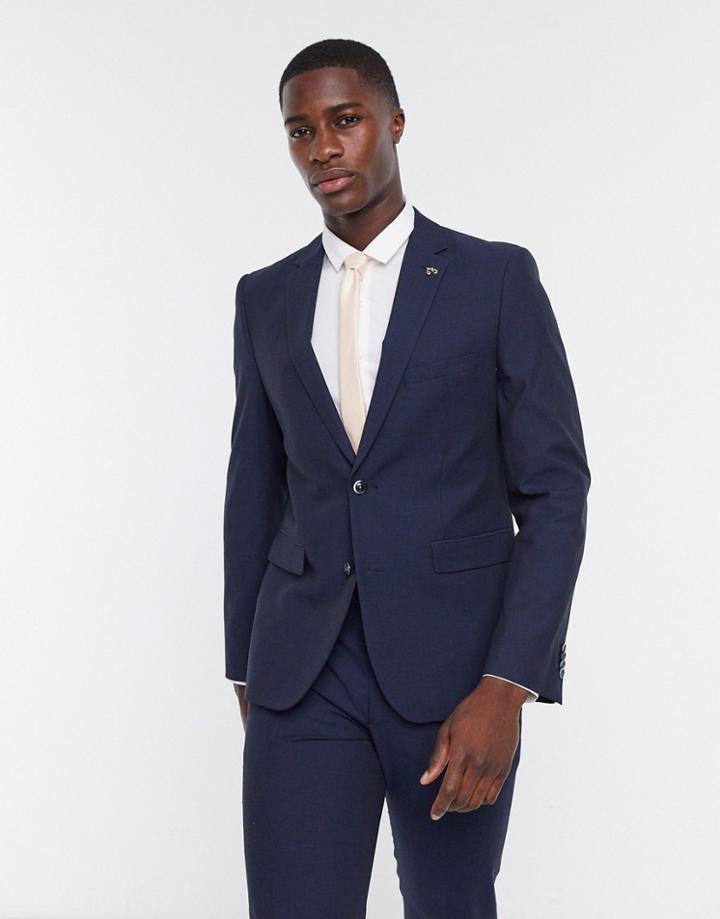 Farah Navy Pin Dot Slim Fit Suit Jacket