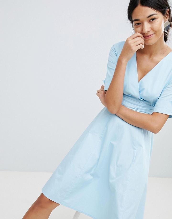 Uttam Boutique V Neck Skater Dress - Blue