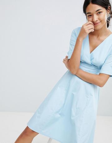 Uttam Boutique V Neck Skater Dress - Blue