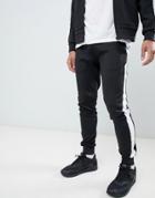 Hype Skinny Sweatpants In Black Poly With Side Stripe - Black