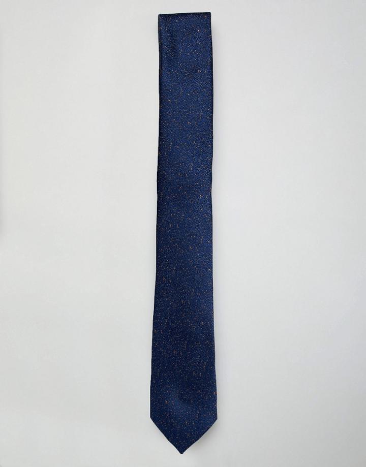 Harry Brown Orange Fleck Tie - Navy