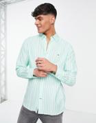 Tommy Hilfiger Icon Logo Soft Stripe Shirt Regular Fit In Green