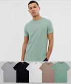 Asos Design Tall T-shirt With Crew Neck 5 Pack Multipack Saving - Multi