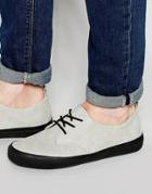 Asos Lace Up Shoes In Stone Faux Suede - Stone