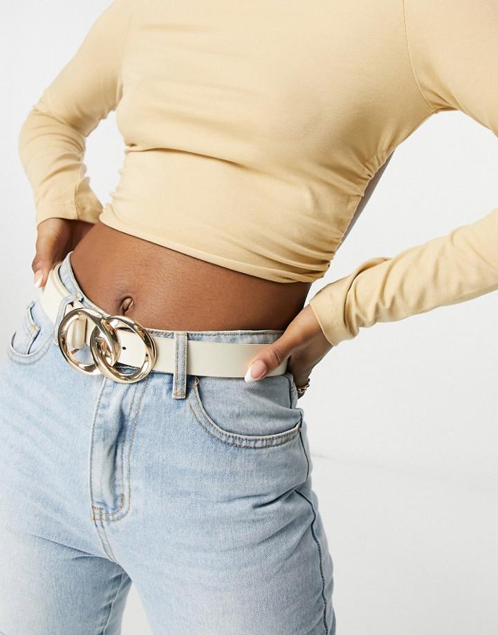 Asos Design Double Chain Waist And Hip Belt In Beige-neutral
