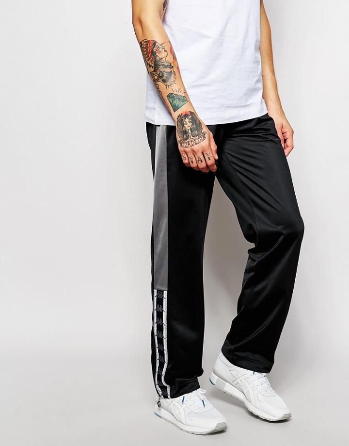 Kappa Skinny Joggers With Side Zips - Black