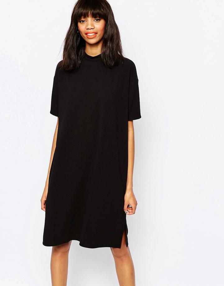 Monki High Neck Shift Dress - Black