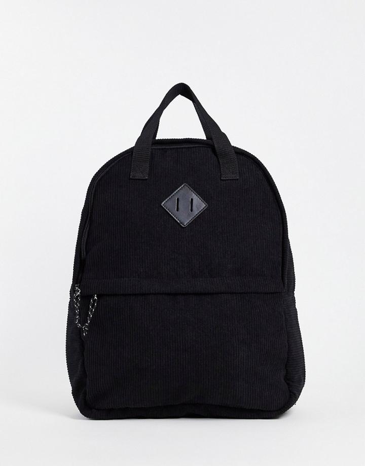 Asos Design Backpack With Grab Handle In Black Cord