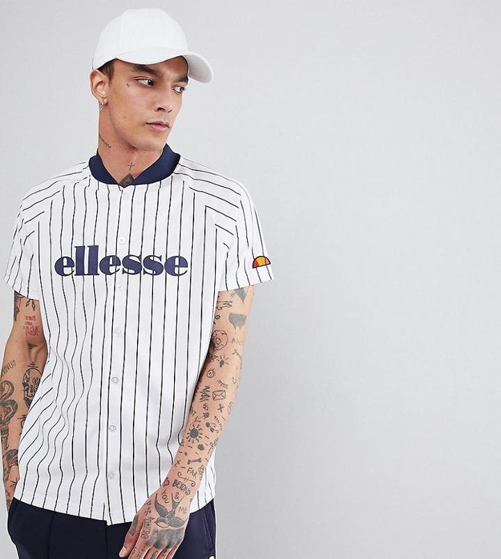 Ellesse Striped Baseball T-shirt In White - White