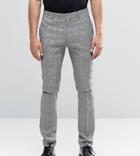 Religion Skinny Suit Pants In Prince Of Wales Check With Ripped Knees - Black