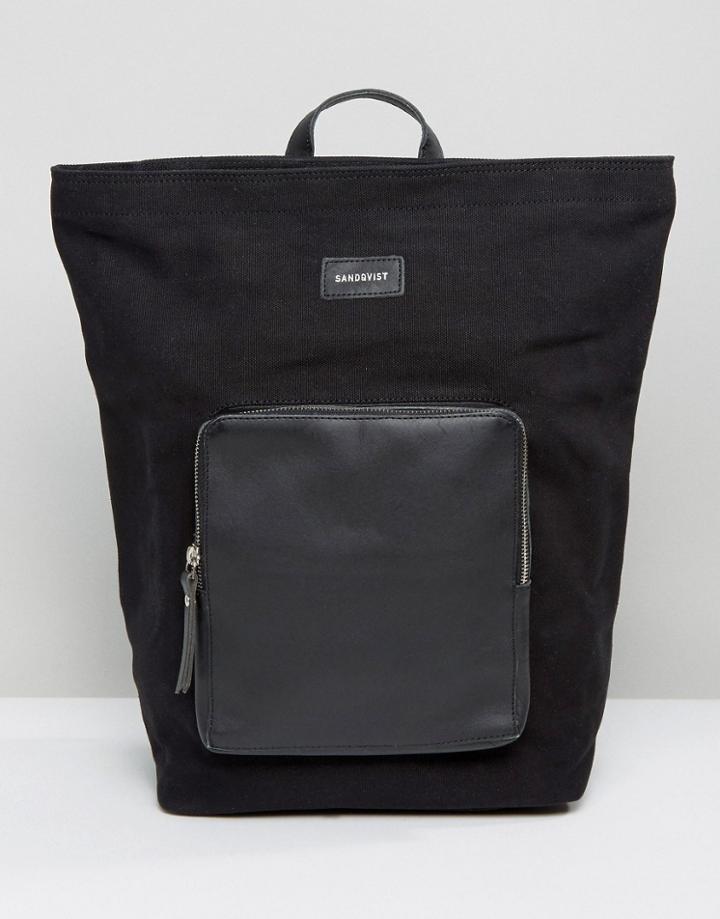 Sandqvist Misha Cotton Canvas & Leather Backpack - Black