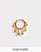 Asos Design Premium Gold Plated Single Hoop Earring With Swarovski Crystal Drops