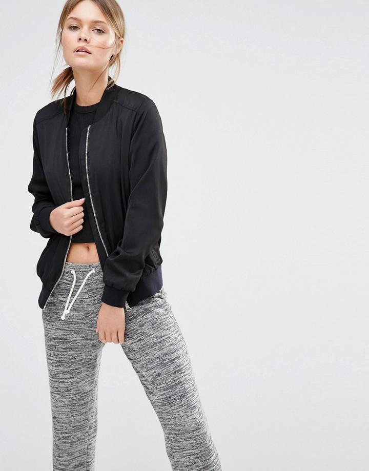 New Look Sateen Bomber - Black
