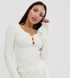 Asos Design Tall Two-piece Scoop Neck Cropped Sweater - Cream
