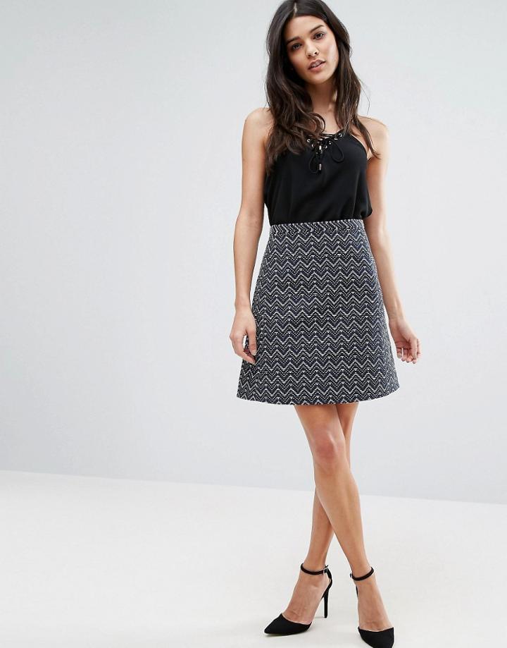 Lavand Geo Textured Mini Skirt - Navy